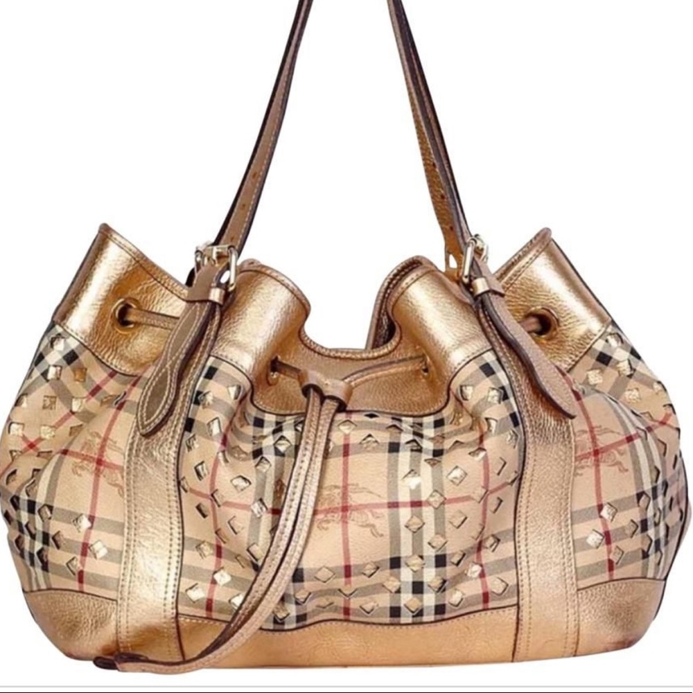 Burberry Drawstring Gold PVC Bag